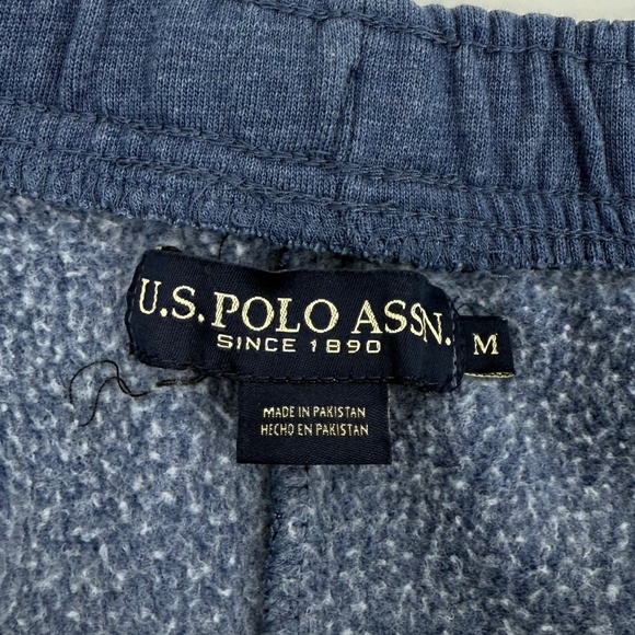 US Polo Assn Joggers Men Medium Blue Fleece Sweatpants Pony Elastic Drawstring - Picture 6 of 12